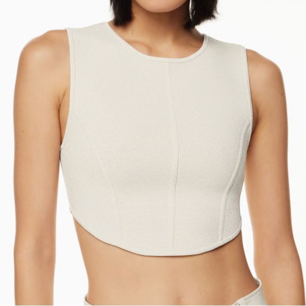 BABATON Gallery sculpt knit seamed tank in matte pearl